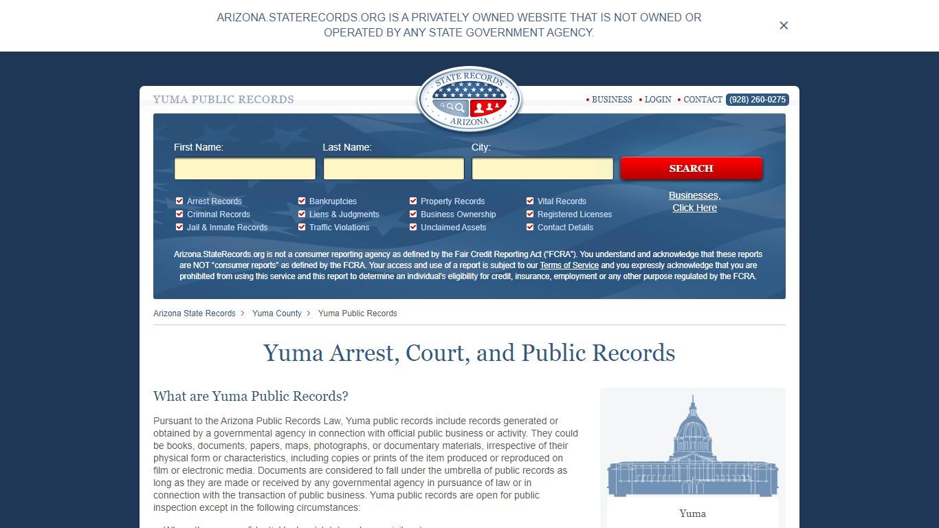 Yuma Arrest and Public Records | Arizona.StateRecords.org